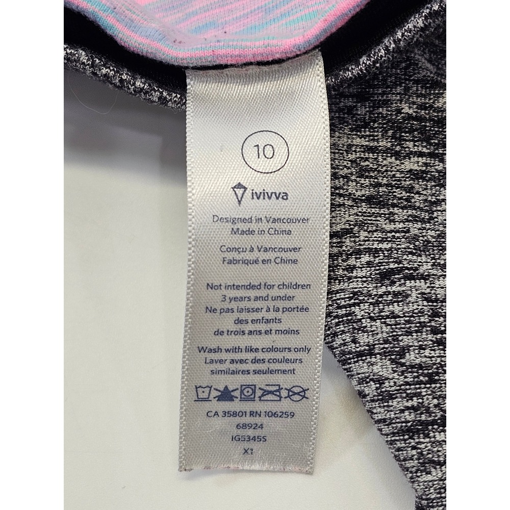 ivivva Girls Athletic Leggings Size 10 Grey Reversible Yoga Activewear Pants EUC - Picture 5 of 6